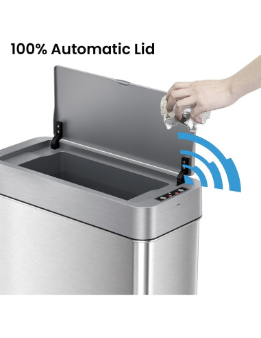 Bote de Basura Automático iTouchless 15L con Sensor y Filtro de Olores