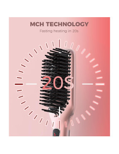 Cepillo Alisador Cerámico MEGAWISE KL-1025 Rosa 2-en-1 2