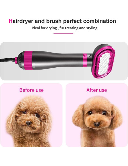 Secador de Pelo para Mascotas Yanthy 2 en 1 con Cepillo Slicker