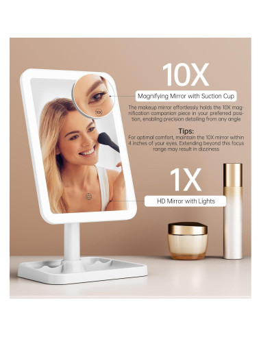 Espejo de Maquillaje Iluminado Famihomii 29.2x17cm 360 USB