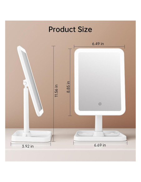 Espejo de Maquillaje Iluminado Famihomii 29.2x17cm 360 USB