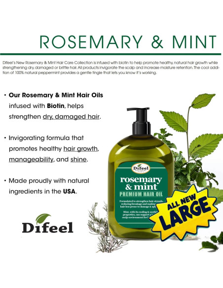 Aceite Capilar Difeel Romero y Menta 340 g - Hidratación y Fortalecimiento