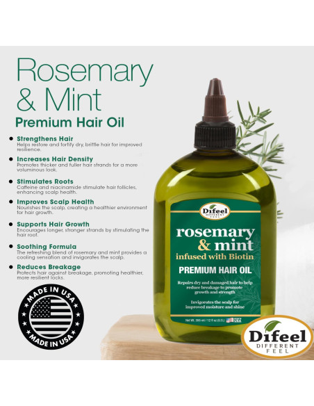 Aceite Capilar Difeel Romero y Menta 340 g - Hidratación y Fortalecimiento