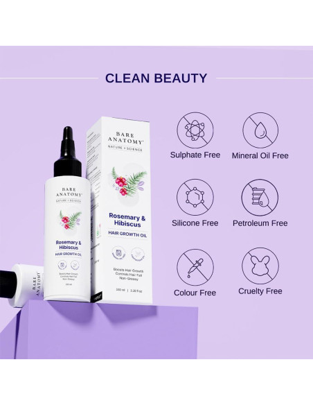 Aceite Crecimiento Capilar Bare Anatomy 100ml Romero Hibisco