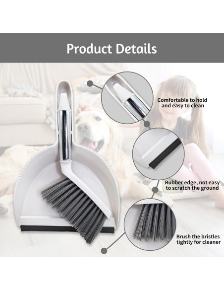 Juego de Escoba y Recogedor PINVNBY para Mascotas Pequeñas