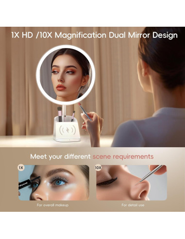 Espejo de Maquillaje Iluminado Yls 33 cm 1x/10x Carga Qi