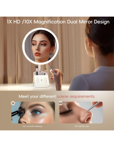 Espejo de Maquillaje Iluminado Yls 33 cm 1x/10x Carga Qi