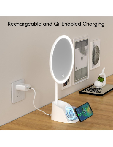 Espejo de Maquillaje Iluminado Yls 33 cm 1x/10x Carga Qi