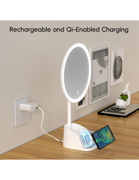 Espejo de Maquillaje Iluminado Yls 33 cm 1x/10x Carga Qi