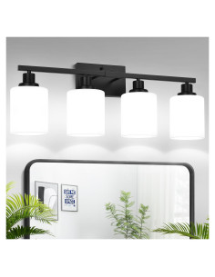 Aplique de Baño 4 Luces MOKATNG Negro Mate 69 cm