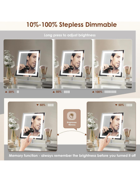 Espejo de Maquillaje Iluminado Beelux 30 cm con 10X de Aumento