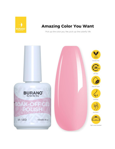 Esmalte de Uñas en Gel BURANO 15ml Rosa 702 Neon Removible