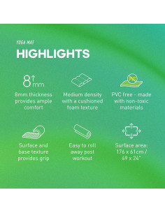 Mat de Yoga Adidas 8mm Verde Crudo Ecológico Antideslizante 2