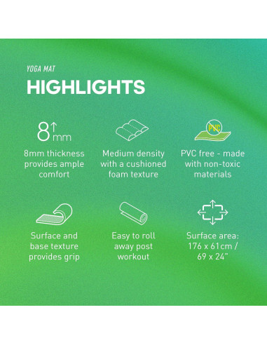 Mat de Yoga Adidas 8mm Verde Crudo Ecológico Antideslizante