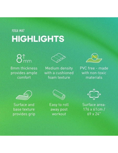 Mat de Yoga Adidas 8mm Verde Crudo Ecológico Antideslizante
