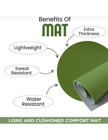 Mat de Yoga Eduadri 6mm Antideslizante Ecológico Verde Arco