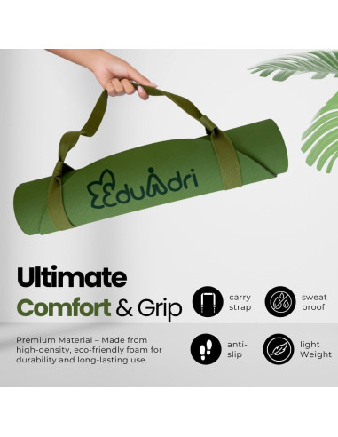 Mat de Yoga Eduadri 6mm Antideslizante Ecológico Verde Arco