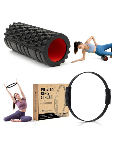 Rodillo de Espuma 33 cm + Anillo de Pilates 36 cm - Alta Densidad