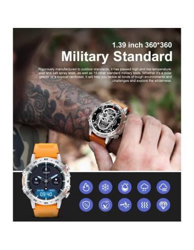 Reloj Inteligente Militar SUNKTA BW1846D Naranja 5ATM 100 Modos