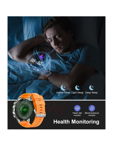 Reloj Inteligente Militar SUNKTA BW1846D Naranja 5ATM 100 Modos