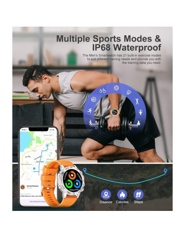 Reloj Inteligente Militar SUNKTA BW1846D Naranja 5ATM 100 Modos