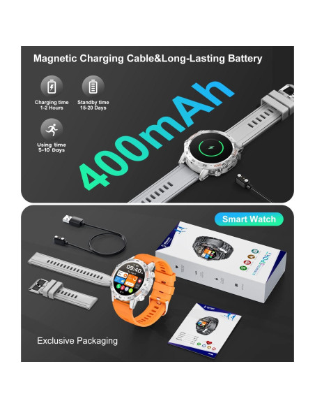 Reloj Inteligente Militar SUNKTA BW1846D Naranja 5ATM 100 Modos