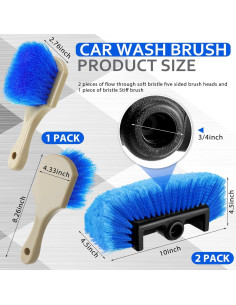 Kit de Cepillos de Limpieza de Auto Vesici 3 Piezas Azul 2