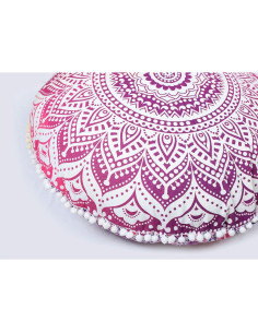 Funda de Cojín Redonda 45 cm Rosa Artesanías Populares 2