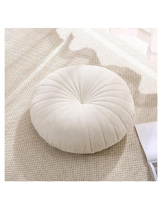 Cojín de Suelo Redondo Beige STRWARD 41.91 cm Terciopelo