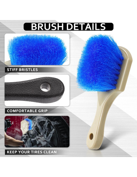 Kit de Cepillos de Limpieza de Auto Vesici 3 Piezas Azul