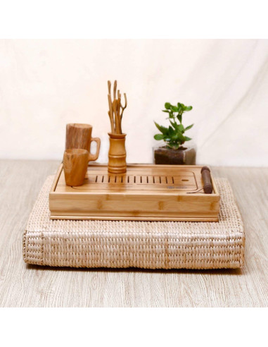 Cojín de Tatami Japonés HUAWELL 50x50 cm Beige Suave