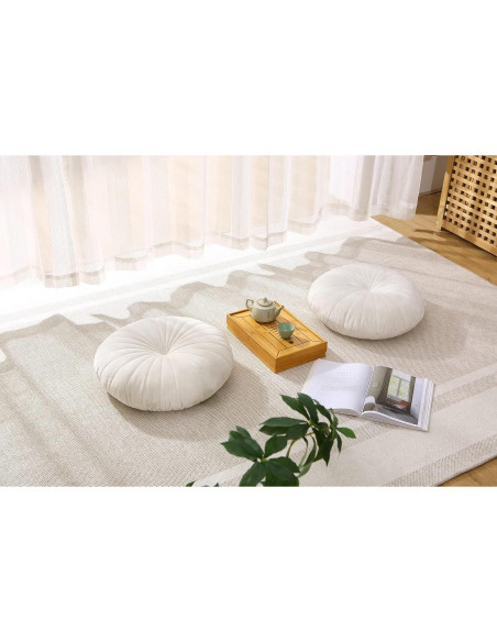 Cojín de Suelo Redondo Beige STRWARD 41.91 cm Terciopelo