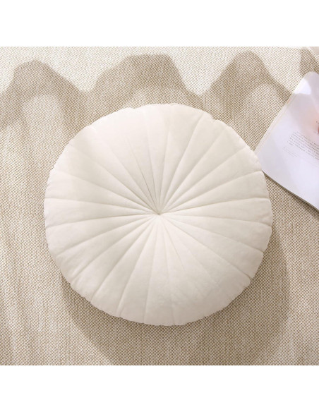 Cojín de Suelo Redondo Beige STRWARD 41.91 cm Terciopelo