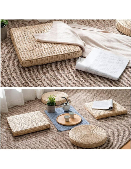 Cojín de Tatami Japonés HUAWELL 50x50 cm Beige Suave
