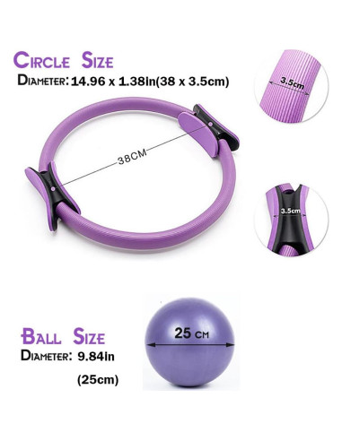 Conjunto de Anillo y Pelota de Pilates BOALORD para Fitness