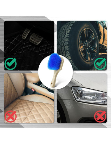 Kit de Cepillos de Limpieza de Auto Vesici 3 Piezas Azul