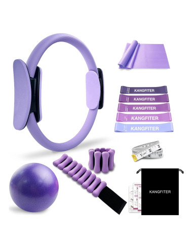 Kit de Pilates Completo 11 Pcs KANGFITER - Anillo, Pelota, Pesas