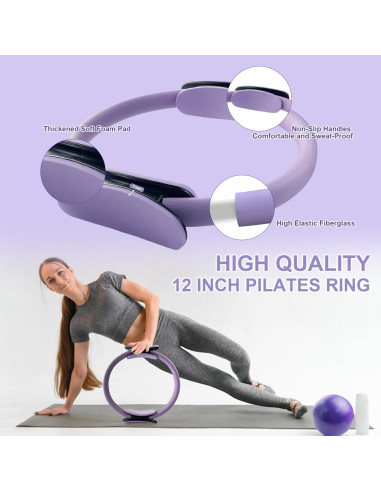 Kit de Pilates Completo 11 Pcs KANGFITER - Anillo, Pelota, Pesas