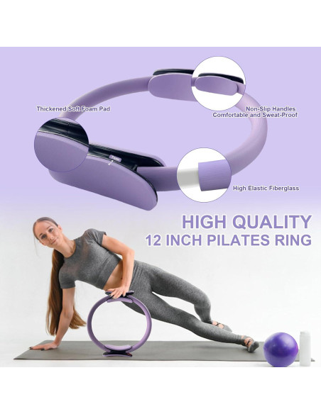 Kit de Pilates Completo 11 Pcs KANGFITER - Anillo, Pelota, Pesas