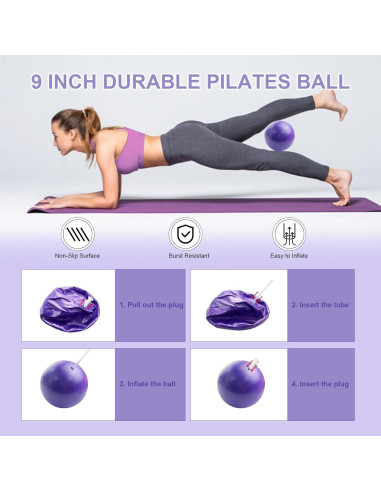Kit de Pilates Completo 11 Pcs KANGFITER - Anillo, Pelota, Pesas
