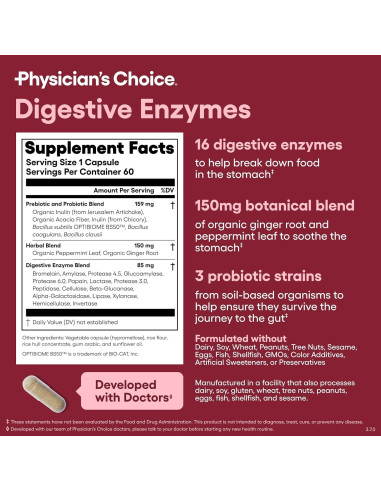 Enzimas Digestivas JB7 - 60 Cápsulas con Probioticos y Prebioticos