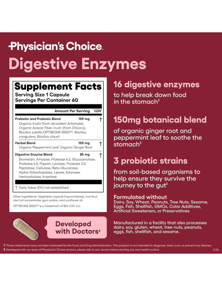 Enzimas Digestivas JB7 - 60 Cápsulas con Probioticos y Prebioticos