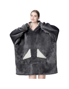 Sudadera Manta Touchat Sherpa y Fleece para Adultos - Gris 2