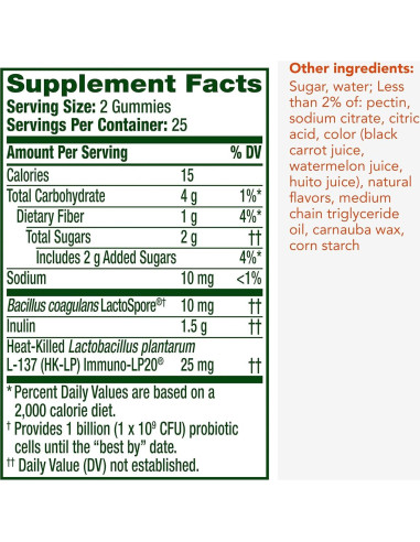 Gomitas Bioticas 3-en-1 Align, Probiotico, Sabor Mora, 50 Unidades