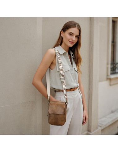 Bolso Cruzado de Cuero APHISON para Mujer con Ranuras para Tarjetas