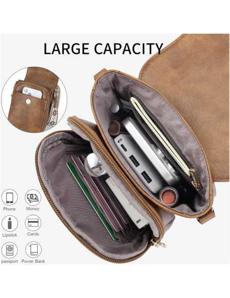 Bolso Cruzado de Cuero APHISON para Mujer con Ranuras para Tarjetas