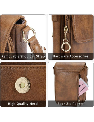 Bolso Cruzado de Cuero APHISON para Mujer con Ranuras para Tarjetas