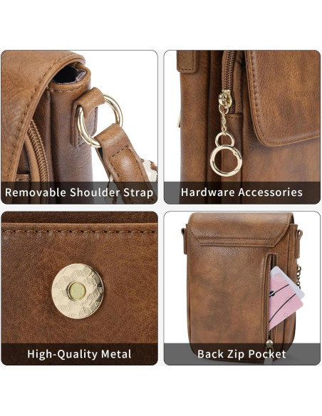 Bolso Cruzado de Cuero APHISON para Mujer con Ranuras para Tarjetas