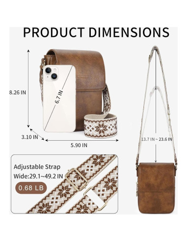 Bolso Cruzado de Cuero APHISON para Mujer con Ranuras para Tarjetas