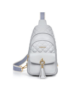 Bolsa Cruzada Acolchada Missnine para Mujeres - Gris - 20.8x9.4x32.8 cm